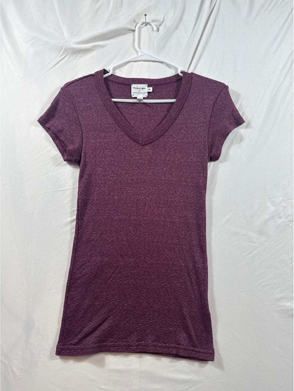 Michael Stars for Anthropologie Purple Heathered V-Neck T-Shirt Size OS